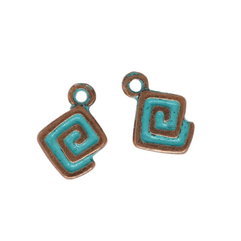 6 ks Zelená Patina Rhombus Charms Šperky Charms Antická měď 13mm x 9mm