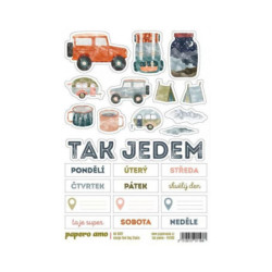 Papero amo Samolepky A6 - Tak jedem , jednoduché, washi pásky papír scrapbooking