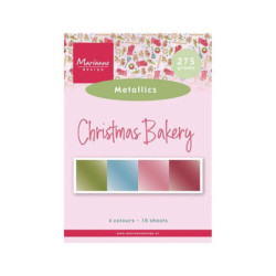 Sada jednostranných metalických papírů A5 (16ks) Christmas Bakery Marianne Design papíry speciální, scrapbooking