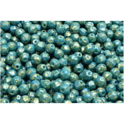 100 ks Luster Shine Gold Patina Fancy Druck Beads Round Beads české sklo 4mm