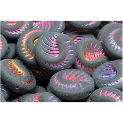 2 ks Matte Black Metalic Pink Blue Purple Patina Fossil Shell Round Coin Stlačená Kulatá Kulička 19mm x 19mm