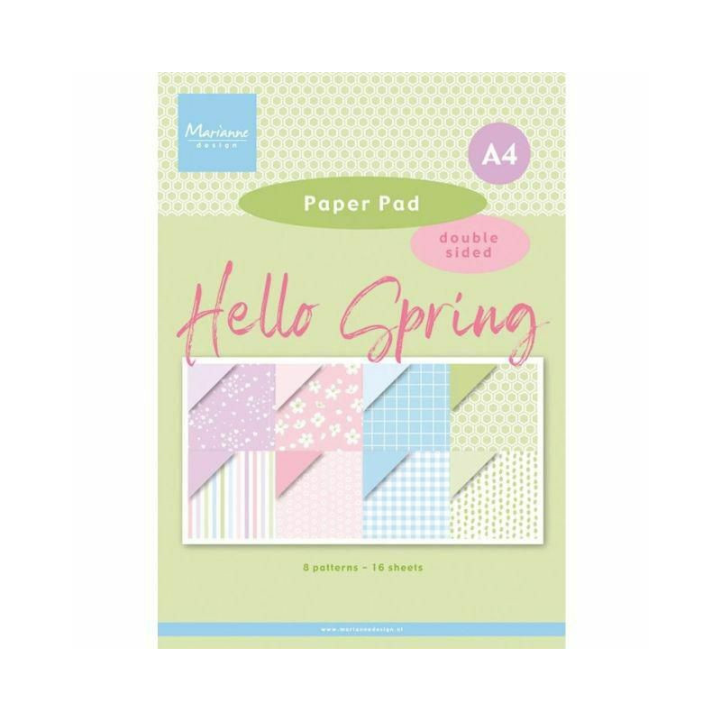 Marianne Design Sada oboustranných papírů A4 Hello spring , papíry sady jednobarevné, scrapbooking