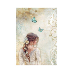 Stamperia Rýžový papír Žena a motýlci , a4 rýžové papíry decoupage hobby barvy