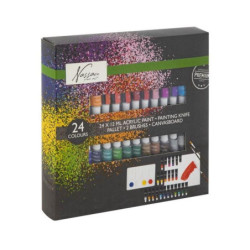 Creative Craft Group Akrylové barvy sada (24x12ml) + příslušenství, , sady akrylových barev malování